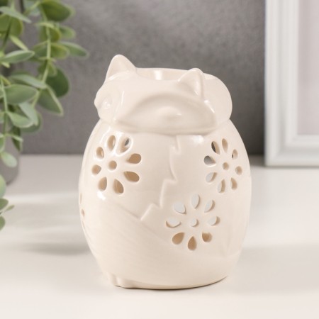 Ceramics candlestick for 1 candle "fox" white 7.5x7.5x11 cm-3