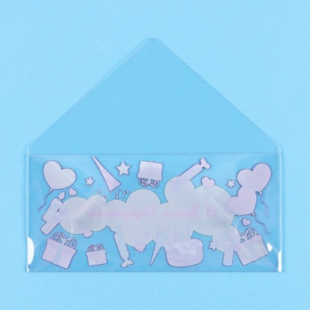 Money envelope "Happy Birthday!" Transparent PVC, gifts and balls, 16 x 8 cm-2