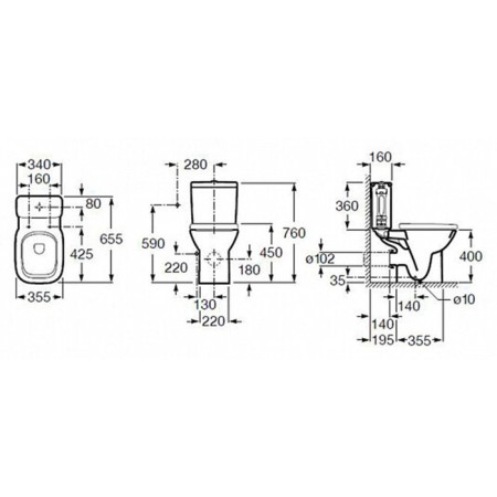 Roca Debba 34199100y toilet tank, lower water supply, 2 modes, white-1