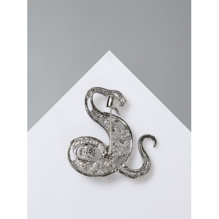 Brooch "Snake" with a pearl, the color is white-green in silver-1