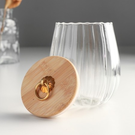 Bank for candles glass with a “relief” lid 750 ml 11.5x11.5x12.5 cm-1