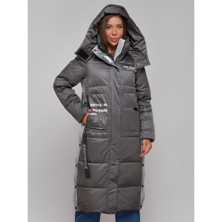 Coat insulated winter female, size 42, dark gray color-4
