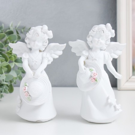 Souvenir Polystone "Baby Angel with a hat" Snow-white "mix 9.5x6x14.7 cm