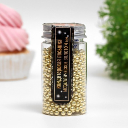 Sprinking confectionery "Metal gold", 4 mm, 50 g-1