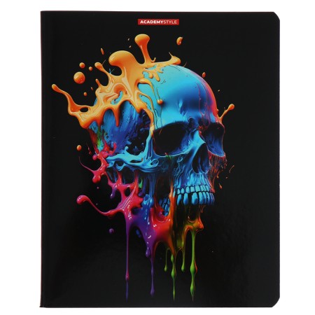 Notebook of 48 sheets in the cage "Bright Skulls", cover coated cardboard, UV-lak, mix-2