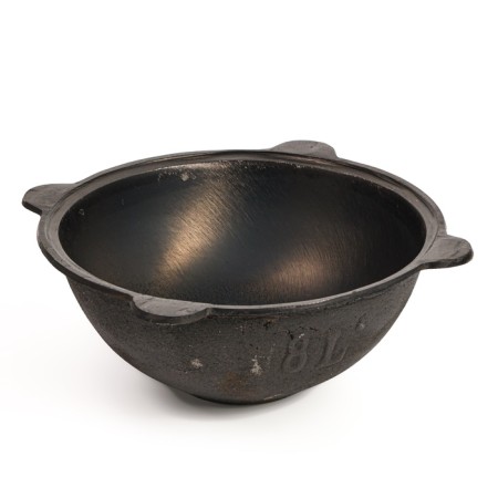 Kazan cast -iron, 8 liters, flat bottom, aluminum cover-1