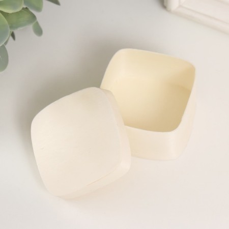 Casket Wood for painting Rounded Square "Thin Leaf" 4.5x4.5x3 cm-2
