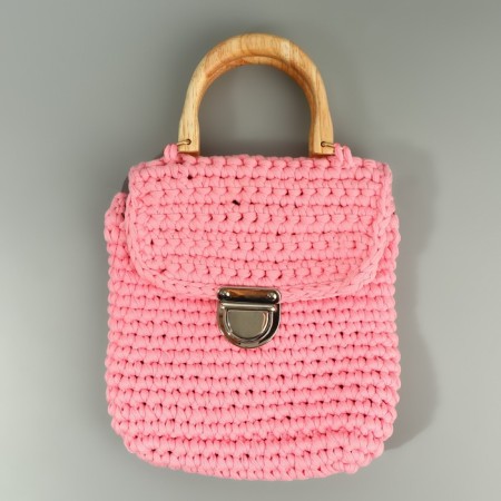 Handles for the bag are wooden, with half rings, 10.3 × 8 cm, 2 pcs, beige/gold color-4