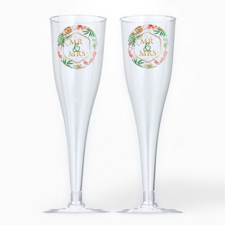 A set of plastic glasses for champagne "Mr and MRS", Party, 150 ml-2