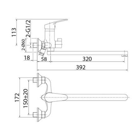 MILARDO SIMP SIMSB02M10 bath mixer, one -leaf, flat -pouring pour 320 mm-2