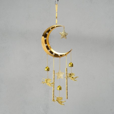 Wind Music Metal "Crescent and Angels" 3 bells 2.5x20x67 cm