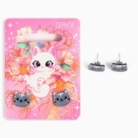Earrings "cats", 2 x 1.5 cm-1