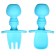 A set of children's cutlery, fork, spoon, blue color
