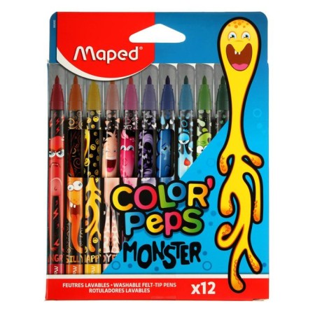 Flomasters 12 flowers Maped Color’Peps Monster, washed off, with a blocked writing node, in a cardboard case