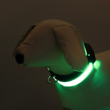 Collar with backlight Flash 3 glow modes size m, Osh 40-48 x 2.5 cm Green-1