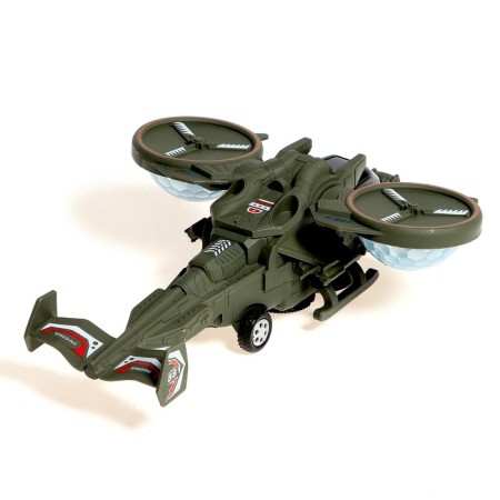 The “fighter” helicopter, works from batteries, light and sound, green color-2