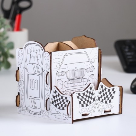 Organizer-painting for stationery "Race" Machine, 13x13x12 cm.-2