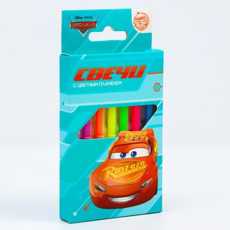 A set of candles with a colored flame for a cake, 12 pcs, cars-2