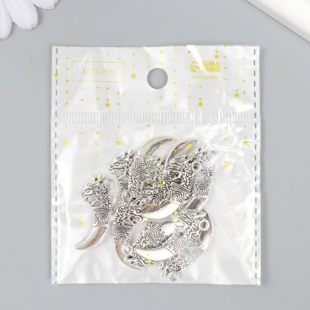 Decor for creativity Metal "Dragon Fang" silver G208B831 2.9x1.3 cm-5