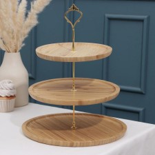 Bamboo feed dish, 3 tiers, 28 × 28 × 37 cm