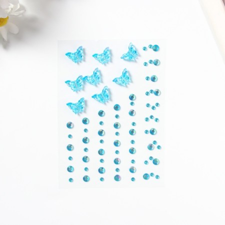 Stick plastic rhinestones "Flight of the butterfly" Blue 11x7.8 cm-1