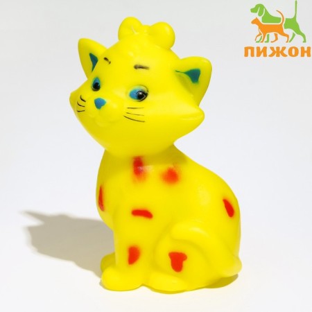 Brying toy "cat" for dogs, 10 cm, yellow