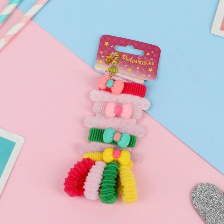 Hair elastic band "lovely" (set of 8 pcs) bow, mix