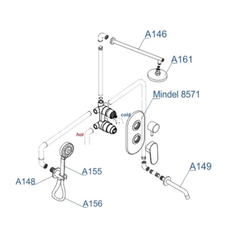 The shower system wasserkraft a85161, built -in, tropical shower, shower set, white-1