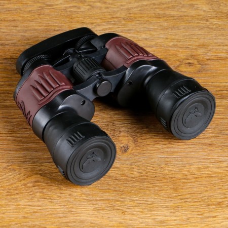 7x50 binoculars, "tundra", black, ruby ​​lenses, with an insert in the form of a bullet-3