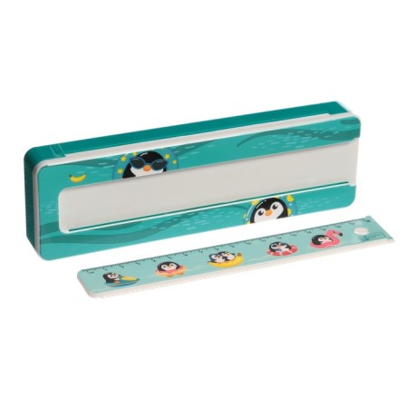 Penal case with a ruler, 64 x 210 x 25 mm, plastic, "penguins"-5