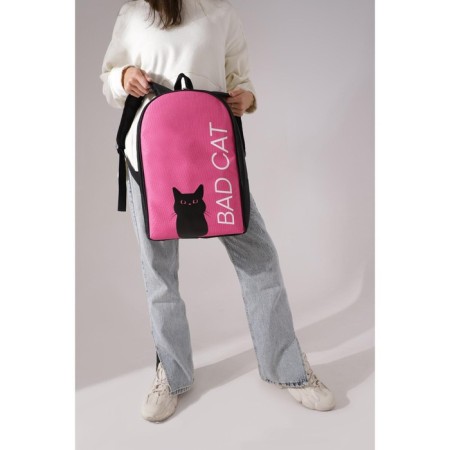 Bad Cat school backpack, 25x13x37 cm, fuchsia color-5