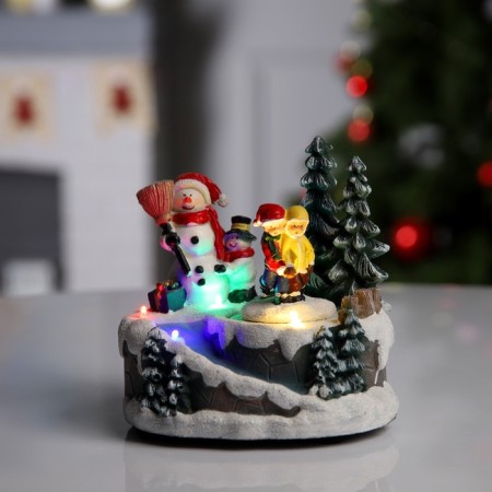 LED figure "Funny snowmen" 20 × 20 × 16 cm, polystone, AAX3 batteries (not in the kit), USB, glow of multi