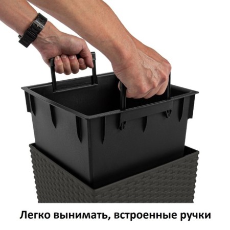 Kashpo Rato Square, 2 objects: internal and outer capacitance, 21 and 49 l, color of wenge-3