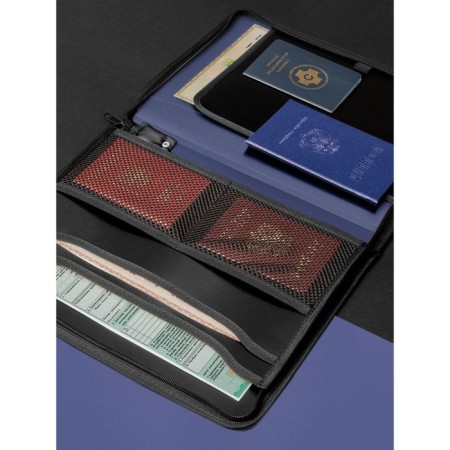 A4 lightning folder, 2 departments, calligrata, 350 x 282 x 33 mm, plastic, 4 pockets, business class, blue metallic-2