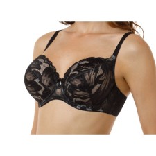 Бюстгальтер женский Lengy, размер 85H, цвет чёрный с серебристым пионом