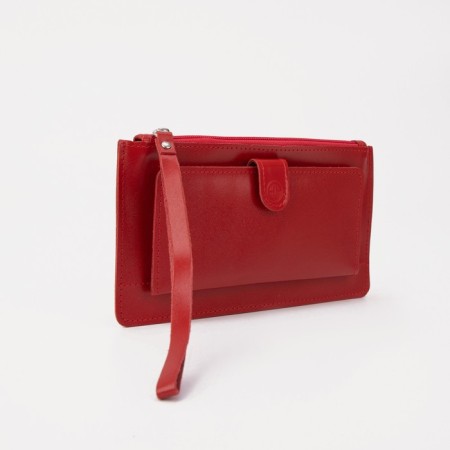 Women's wallet with a zipper, with a pen, red color