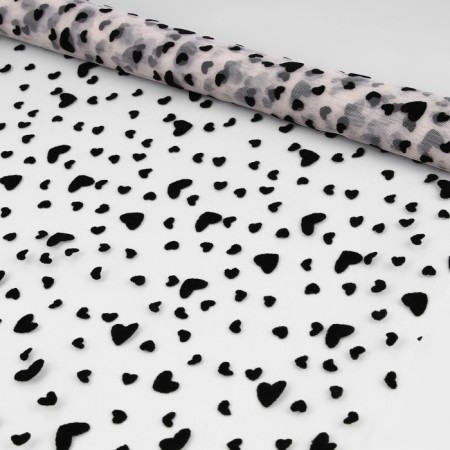 Glass with the flock "Hearts", 150 cm, 1 ± 0.2 m, beige color-1