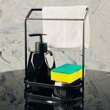 Kitchen kit Lenardi: dispenser, sponge, napkin, on a stand, porcelain