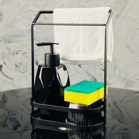 Kitchen kit Lenardi: dispenser, sponge, napkin, on a stand, porcelain