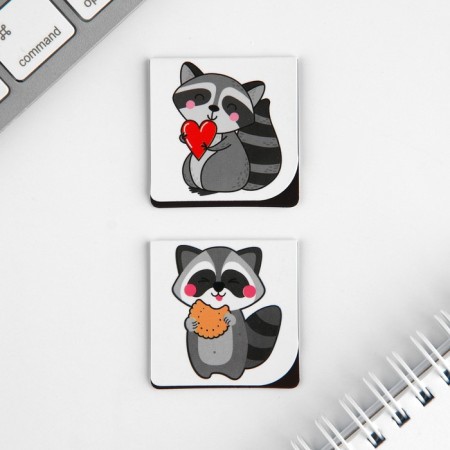 Magnetic bookmarks 2 pcs on the raccoon substrate-2