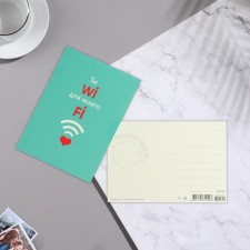 Почтовая карточка "Ты wi-fi" конгрев, голубой фон