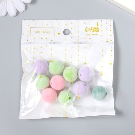 Busina for creativity plastic "Ball with velvet spraying" MIX 1.6x1.6x1.6 cm-3