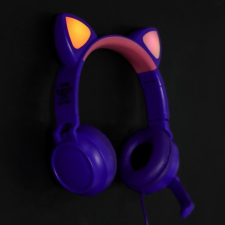 Headphones Quumo Game Cat Purple, Game, microphone, USB+3.5 mm, 2m, purple-2