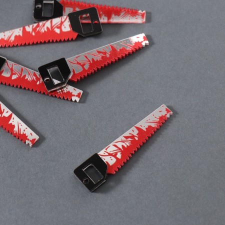 Decor for the work of acrylic mirror "bloodied saw" 5.1x1.3x0.3 cm