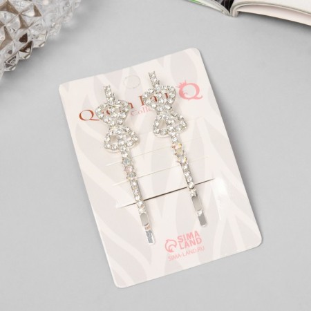 Invisibility for hair "Ebba" (set 2 pcs) bow, 6 cm, silver-2