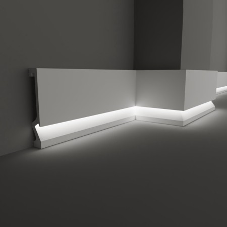 Plastic white plinth under LED tape 100x16x2000mm-2