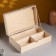 Gift box 34 × 21.5 × 10 cm is wooden, with a covering lid, with a handle
