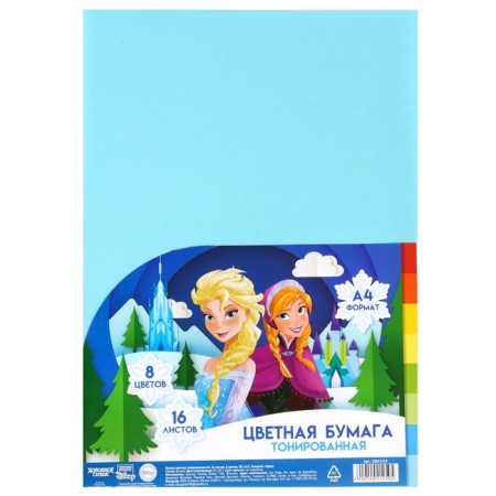 Tinted color, A4, 16 sheets, 8 colors, non -stated, bilateral, in a bag, 80 g/m², cold heart-5