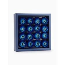 A set of soap roses in a box 16 pieces, turquoise-white