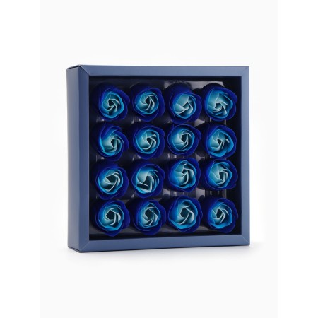 A set of soap roses in a box 16 pieces, turquoise-white